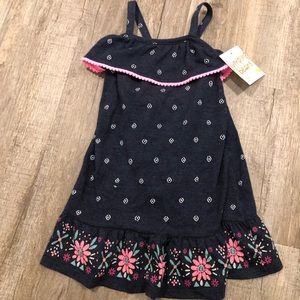 Jumping Beans Navy Blue Toddler Dress With White & Floral Accents Size 18 Months